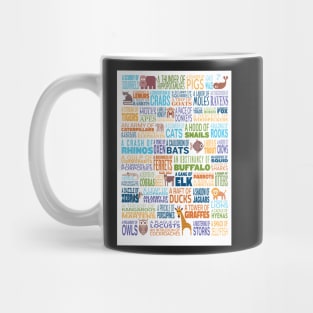 Animal Group Terminology - Funky Font Edition with Animals Mug